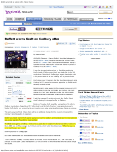 Buffett warns Kraft on Cadbury offer