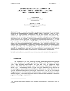 A COMPREHENSIVE TAXONOMY OF ARGUMENTATIVE THESIS