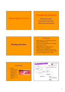 Hematologic Disorders Hematologic Disorders