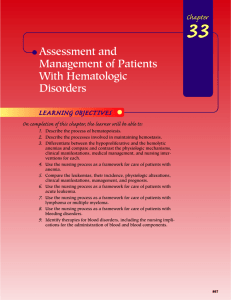 Assessment and Management of Patients With Hematologic Disorders