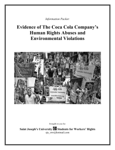 Evidence of The Coca Cola Company's Human Rights Abuses and