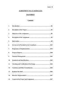 AGREEMENT NO. CE 48/2012 (GE) Draft BRIEF Contents