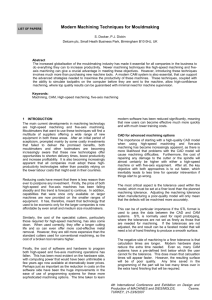 Modern Machining Techniques for Mouldmaking