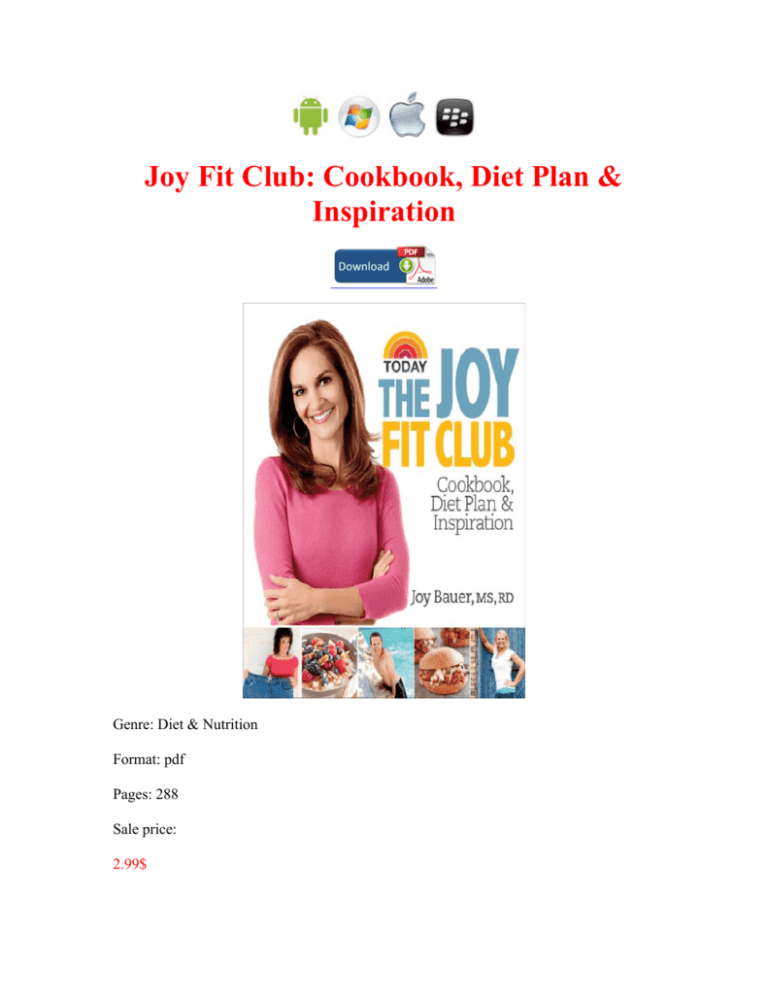 Joy Fit Club Cookbook Diet Plan Inspiration Book