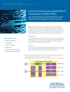 Lowest Pin Count Super Speed USB 3.0 Connectivity on Altera FPGAs