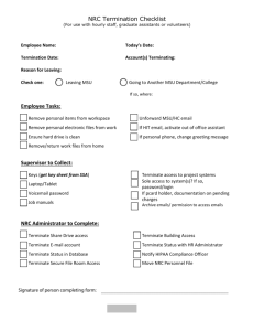 NRC Termination Checklist