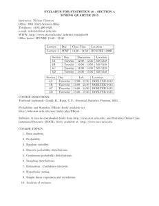 SYLLABUS FOR STATISTICS 10 - SECTION 4