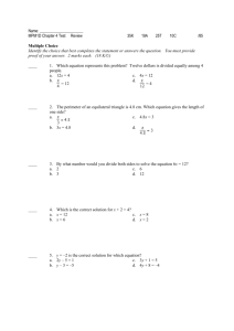 Name: MPM1D Chapter 4 Test Review 35K 19A 25T 10C /85