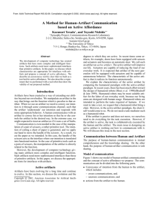 A Method for Human-Artifact Communication Based on Active