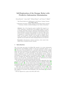 Self-Exploration of the Stumpy Robot with Predictive Information