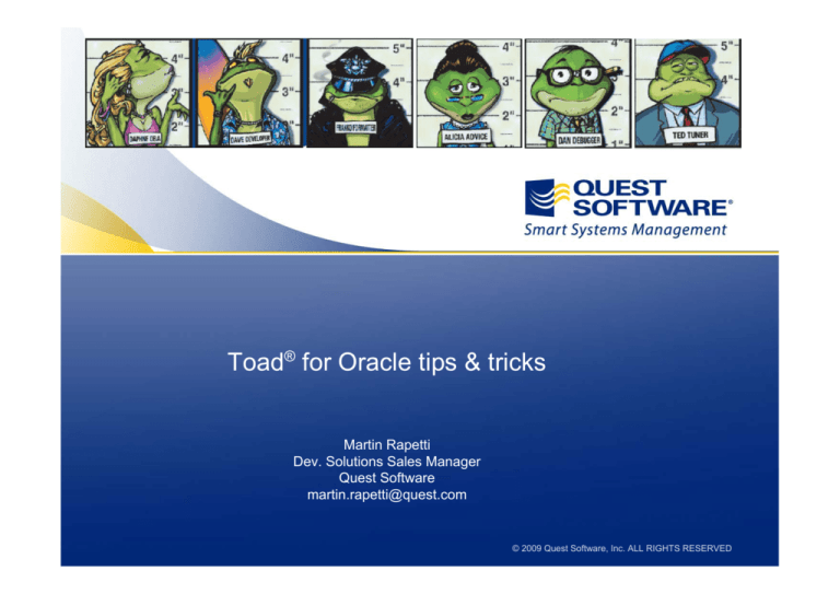 Toad For Oracle Tips Tricks