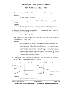 Chemistry 12 – Unit 2: Dynamic Equilibrium KEY – Unit 2 Problem
