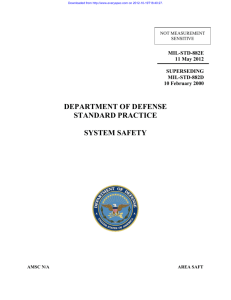 MIL-STD-882E System Safety Rev E, May 2012