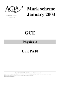 GCE Mark Scheme January 2003