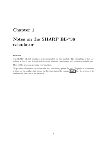 Chapter 1 Notes on the SHARP EL-738 calculator