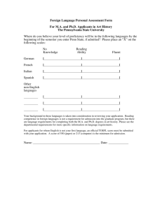 Foreign Language Personal Assessment Form