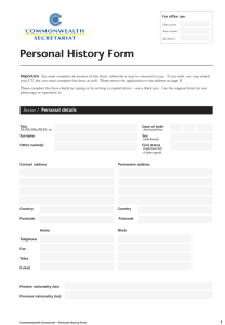 Personal History Form - Commonwealth Secretariat