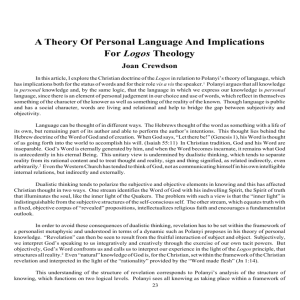 A Theory Of Personal Language And Implications For Logos Theology