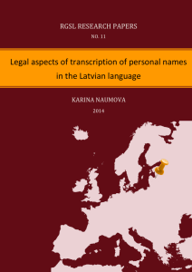 Legal aspects of transcription of personal names in the Latvian