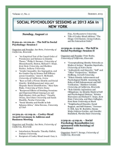 SOCIAL PSYCHOLOGY SESSIONS at 2013 ASA in NEW YORK