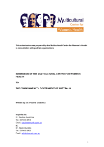 submission of the multicultural centre for women's health to