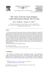 The value of private sector business credit information sharing: The