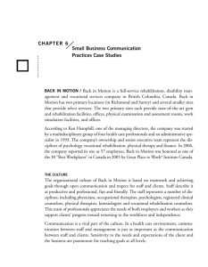 CHAPTER 6 Small Business Communication Practices Case