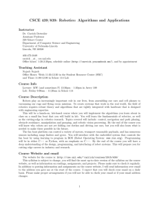 CSCE 439/839: Robotics: Algorithms and Applications