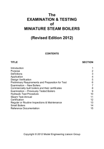 The EXAMINATION & TESTING of MINIATURE STEAM BOILERS