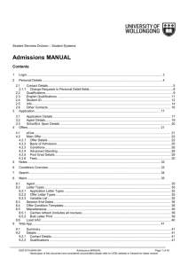 Admissions MANUAL