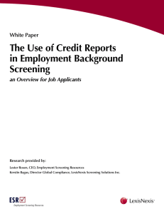 White paper: The Use of Credit Reports in Employment Background