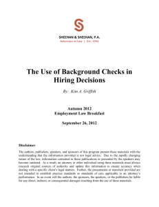 09/26/12 S&S The Use of Background Checks in Hiring Decisions