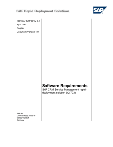 Software Requirements - SAP Service Marketplace