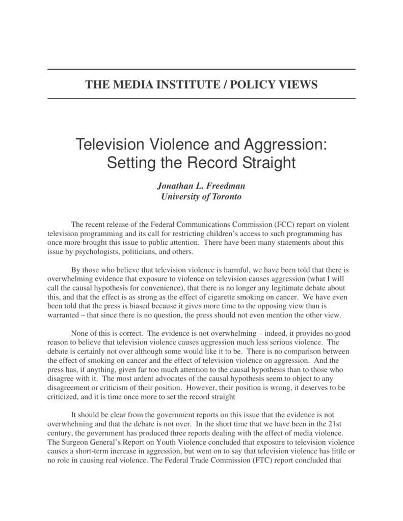 effect of television violence essay