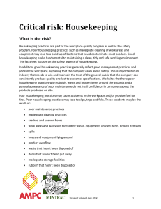 Critical risk: Housekeeping - Workplace Health and Safety