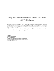 Using the SDRAM Memory on Altera's DE2 Board with VHDL Design