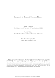 Endogeneity in Empirical Corporate Finance