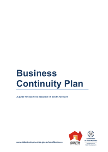 Business Continuity Plan - Department of State Development