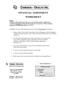 Financial Assessment Worksheet