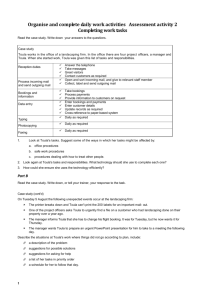 Organise and complete daily work activities Assessment activity 2