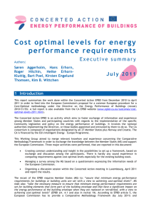 Cost optimal levels for energy performance
