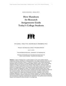 How Handouts for Research Assignments Guide Today's College