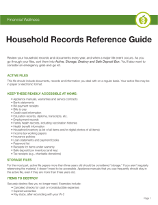 Household Records Reference Guide