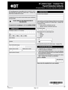 BT Lifetime Super Employer Plan Payroll Deduction authority form