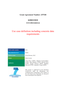 Use case definition including concrete data requirements