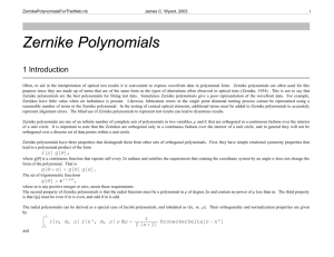 Zernike Polynomials - The University of Arizona College of Optical