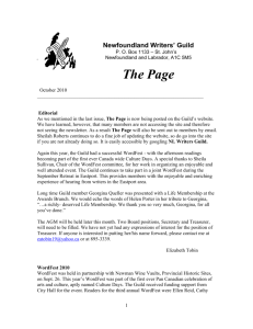 The Page Oct 2010 - Newfoundland Writers' Guild
