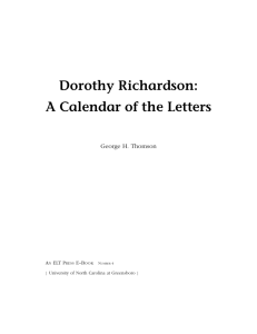 Front Matter Dorothy Richardson: A Calendar of Letters