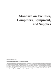 Standard on Facilities, Computers, Equipment, and Supplies