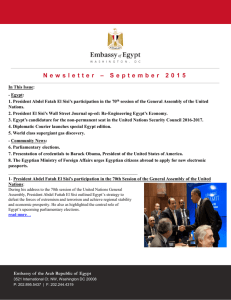 Newsletter – September 2015 - Embassy of Egypt, Washington DC
